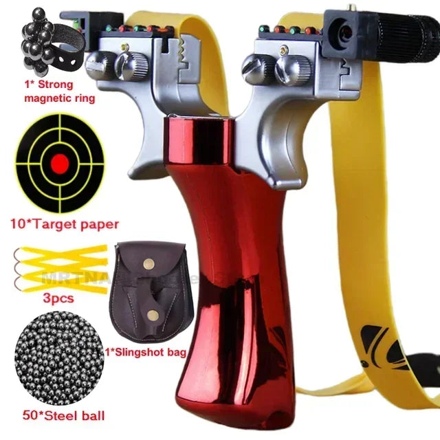 Powerful Laser Slingsshot Upgrade Outdoor Shooting Catapult Double Screw Quick Pressure Rubber Band Hunting Slingshot