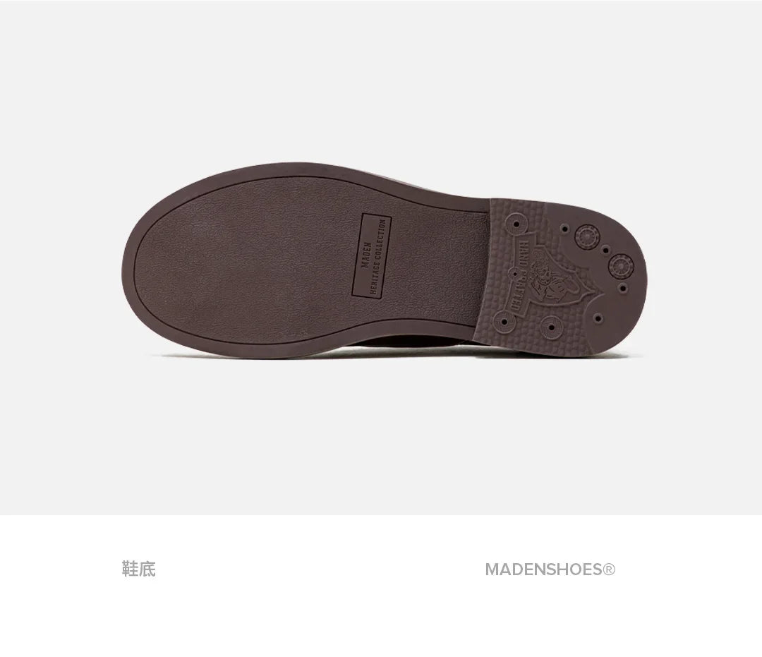 New Maden Men's Low-top Work Boots Round-toed Crazy Horse Leather Craft Shoes Casual Leather Shoes Vintage Streetwear Boots