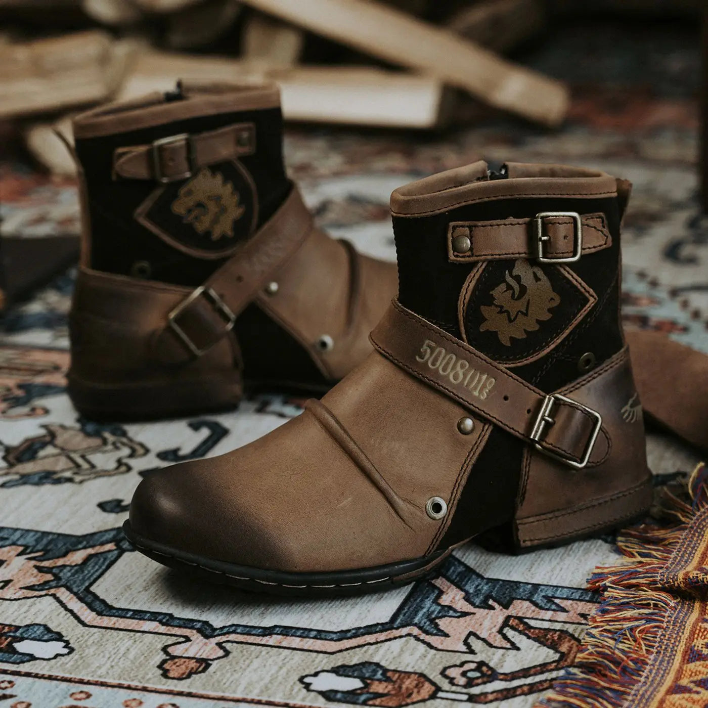 Fashion Men's Shoes Boots Warm Leather Vintage Motorcycle Male Boots Riding Retro 2024 Metal Style Zippers Men's Shoes