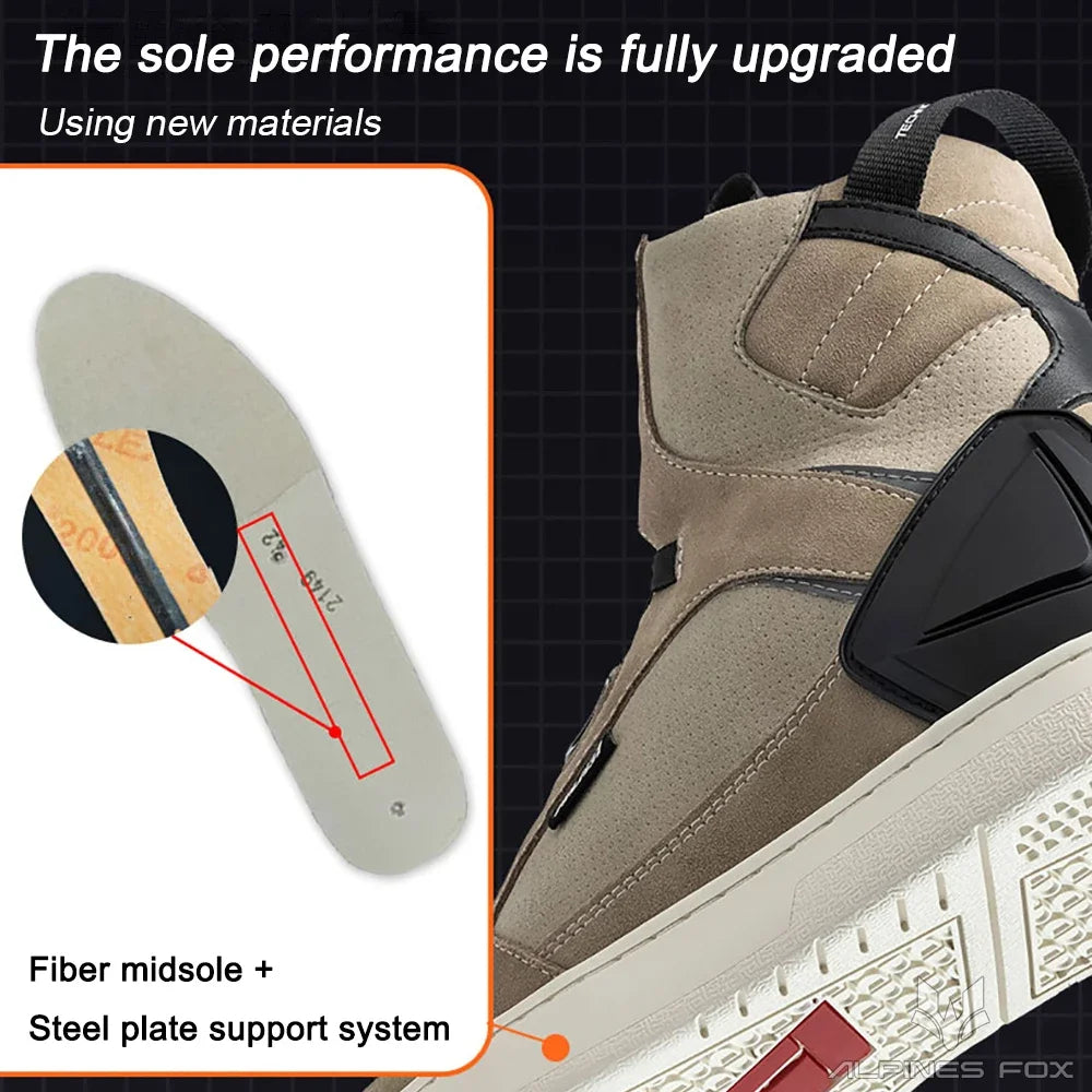 Motorcycle Rider Protective Boots Men Casual Breathable Sports Shoes Rubber Gear Shift Pad Reinforced Toe Motorcycle Sneakers