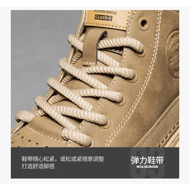 Men Ankle Boots Retro British High-top Men Boots Stylish Luxury High-top High Quality Leather Shoes Outdoor Men Motorcycle Shoes