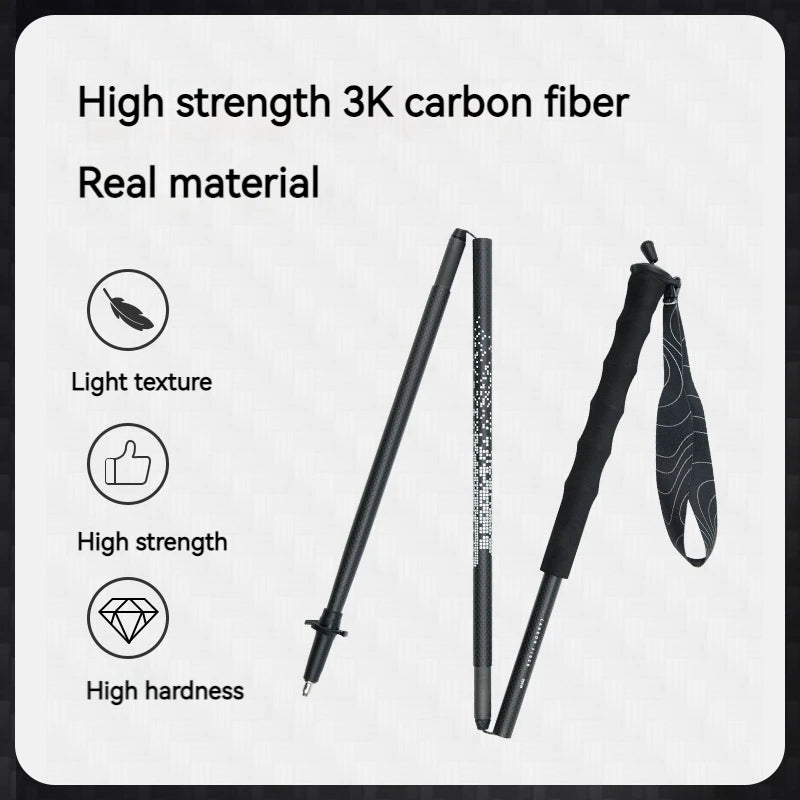 Naturehike 3K Carbon Fiber Collapsible Telescopic Sticks Trekking Pole Folding Portable Walking Stick Staff for Hiking Climbing