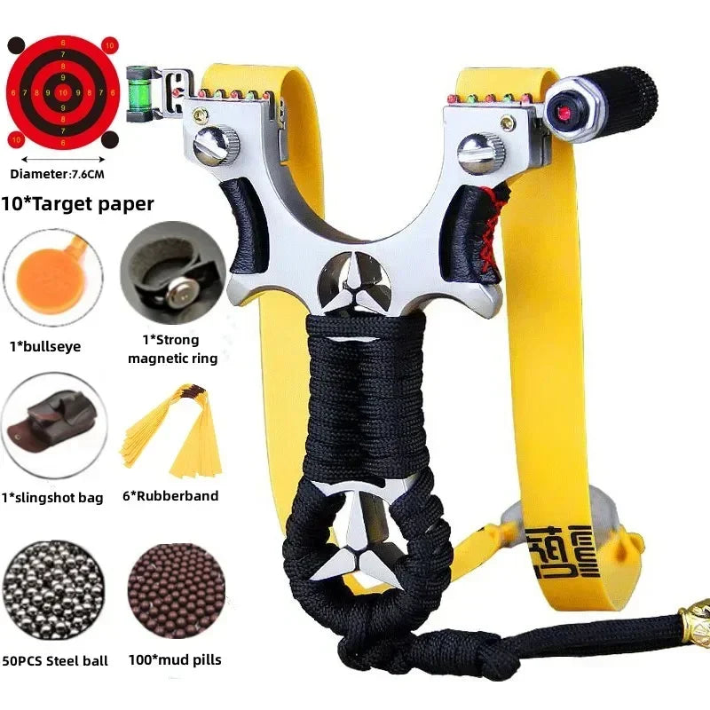 High Quality Outdoor Hunting Shooting Alloy Slingshot with Quality Rubber Band Professional Shooting Game Catapult Tirachinas