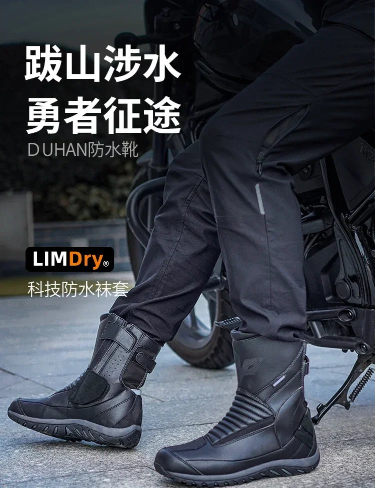 Motorcycle Short Boots Couple Shoes Leather Men Women Riding Racing Protective Breathable Anti-slip Soft Sole Motocross Off-road