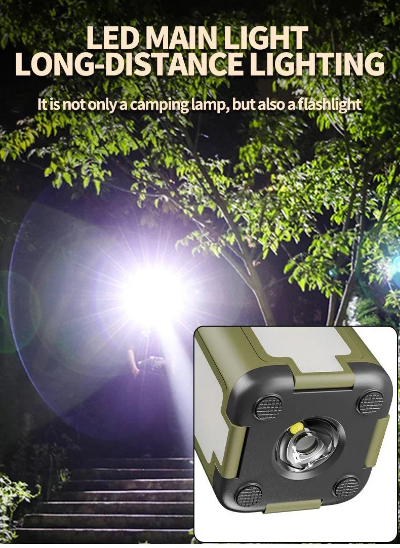 2000mAh Solar Camping Light Foldable Portable Tent Light with Intelligent Display Outdoor Hanging Light