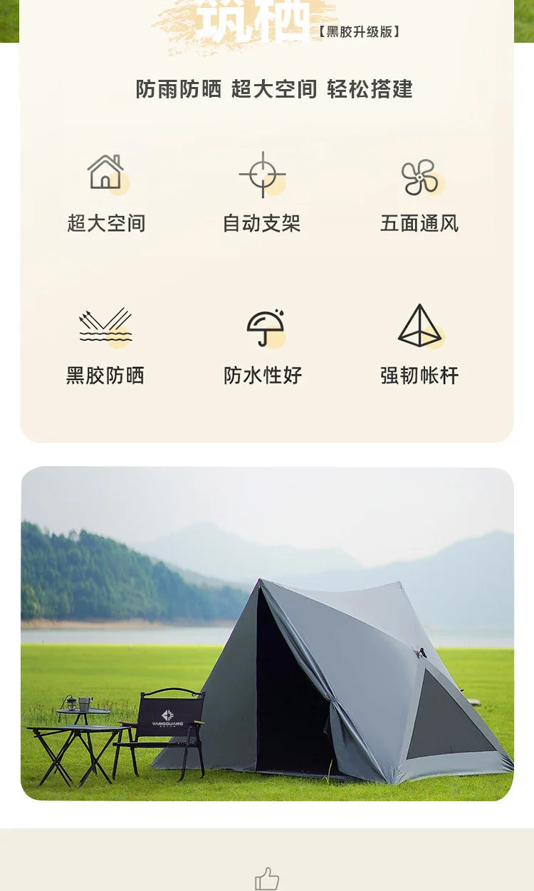 Open Shelter Family Size Triangle Tent Automatic Pop Up Beach Tent Ultralight Portable Outdoor Camping Sun Shelter Instant