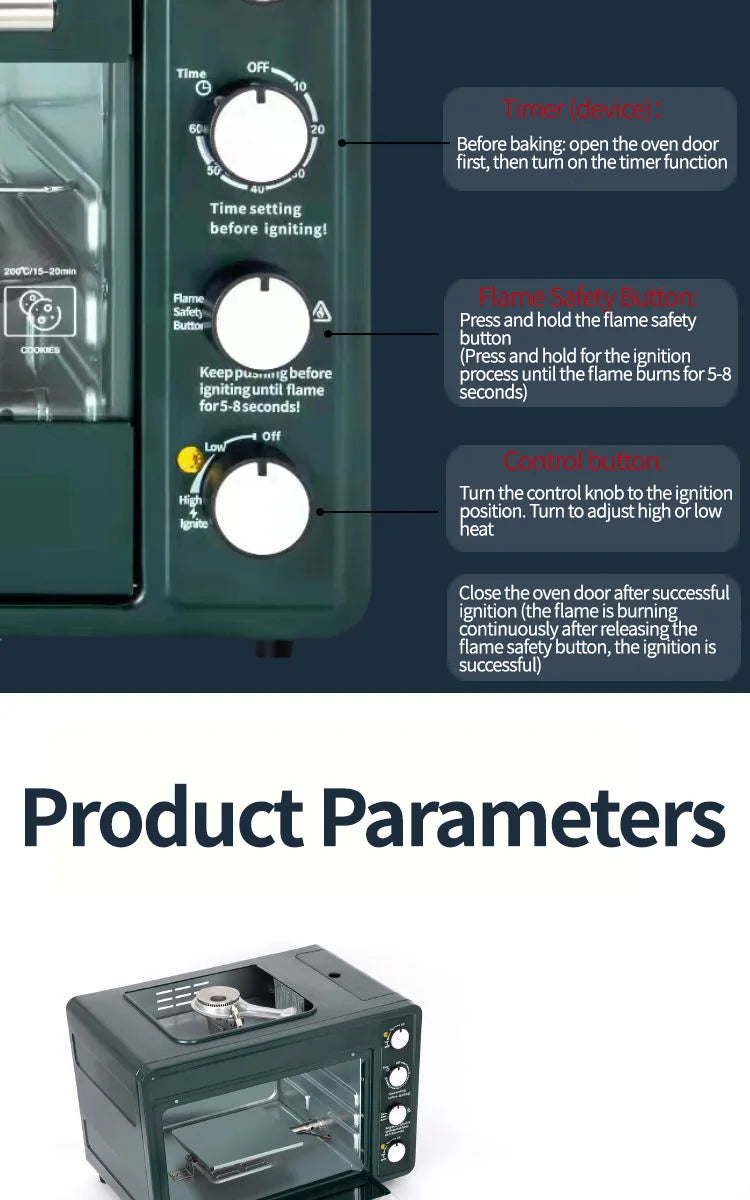 Household Multifunctional Outdoor Gas Pizza Oven Camping Gas Stove 2-in-1 Box Oven Portable Small Baking Oven