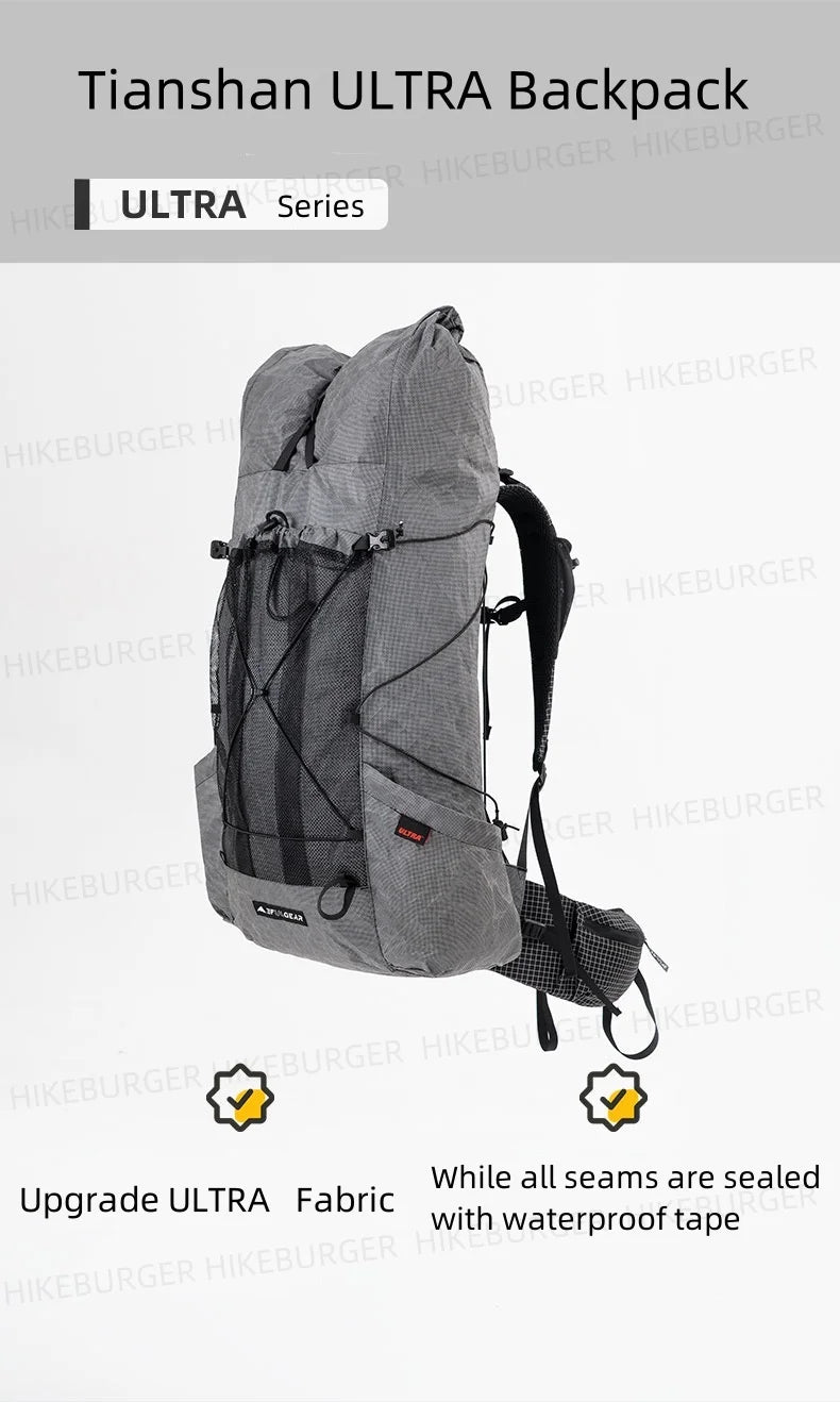 3F UL GEAR Tianshan ULTRA 200X Backpack 35+10L Outdoor Ultralight UHMWPE Bag Waterproof Tear Resistance Camping Hiking Pack 960g