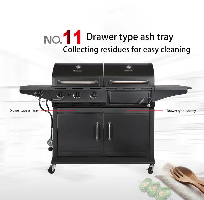 Homemade High Standard Stainless Steel Outdoor Garden High End Auto Ignition 3 Burners Gas Bbq Grill Barbecue BBQ