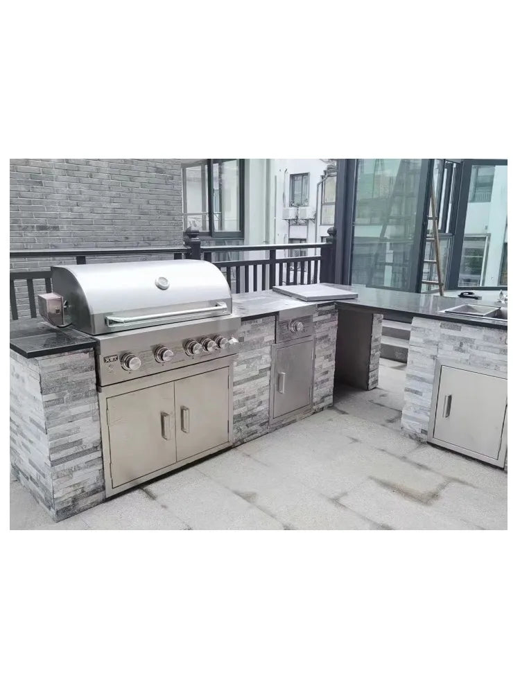 Garden embedded barbecue stove, villa garden, American style BBQ gas oven, barbecue table