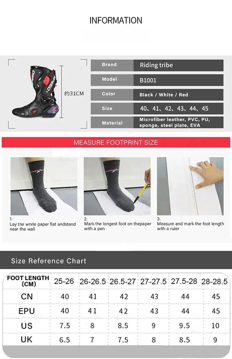 Riding Tribe Men Leather Motorcycle Boots Moto Ridding Racing Motocross Off-Road dirt bike Motorbike Shoes Botas Motor Boot