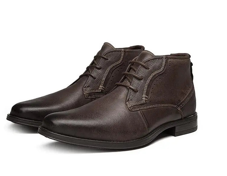 2023 Spring Autumn Ankle Boots Fashion Male Cow Genuine Leather Shoes Lace Up Leisure Leather Boots Motorcycle Shoes Boys A050