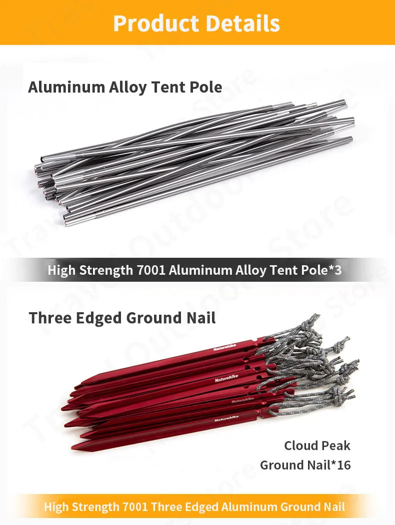 Naturehike 15D Cloud Peak Camping Tent Outdoor Camping Ultralight 2 Persons 15D Silicone 4 Seasons Hiking Tent With Free Mat