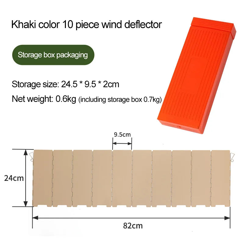 10 Plates Foldable Gas Stove Windshield Outdoor Camping Picnic Cooking Burner Windproof Screen Camping Outdoor Stove Wind Shield