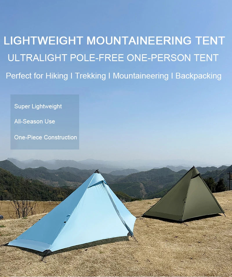 EMER 2 Person 1 Person Outdoor Ultralight Camping Tent 4 Season Professional 20D Silnylon Rodless Tent Hiking Portable Tent