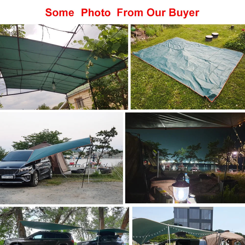 4x3m 3x3m Awning Waterproof Tarp Tent Shade Ultralight Garden Canopy Sunshade Outdoor Camping Hammock Rain Fly Beach Sun Shelter