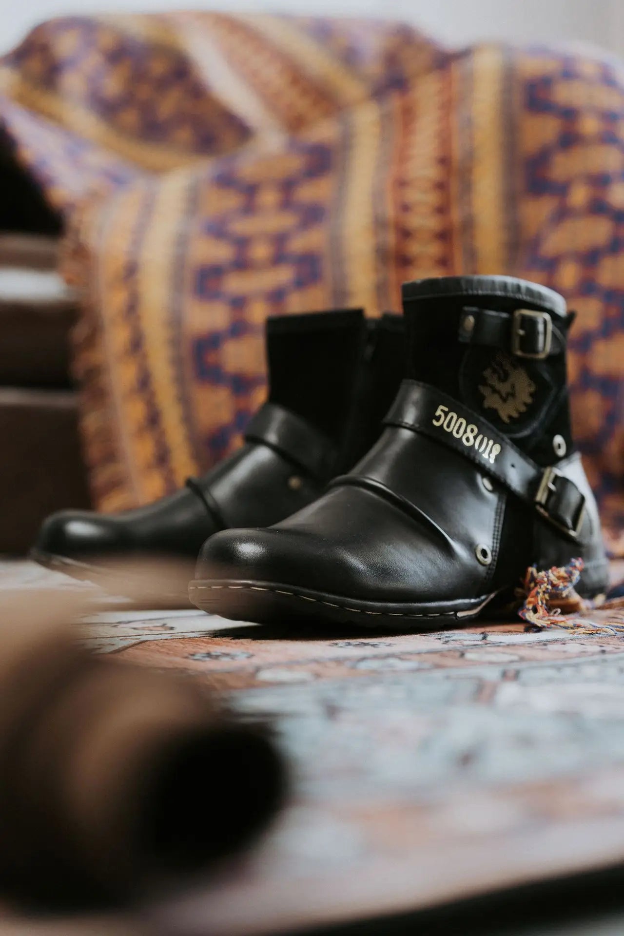 2025 New In Men Boots Luxury Handmade Men Ankle Boots Metal Buckle Zipper Motorcycle Boots Outdoor Plus Size 39-48 Punk Bottines