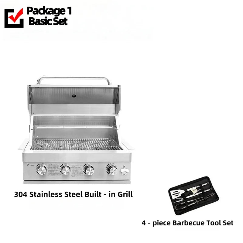 2025 Newest 304 Stainless Steel Built-in Courtyard Grill Gas Charcoal Dual Fuel Smoker BBQ Grill