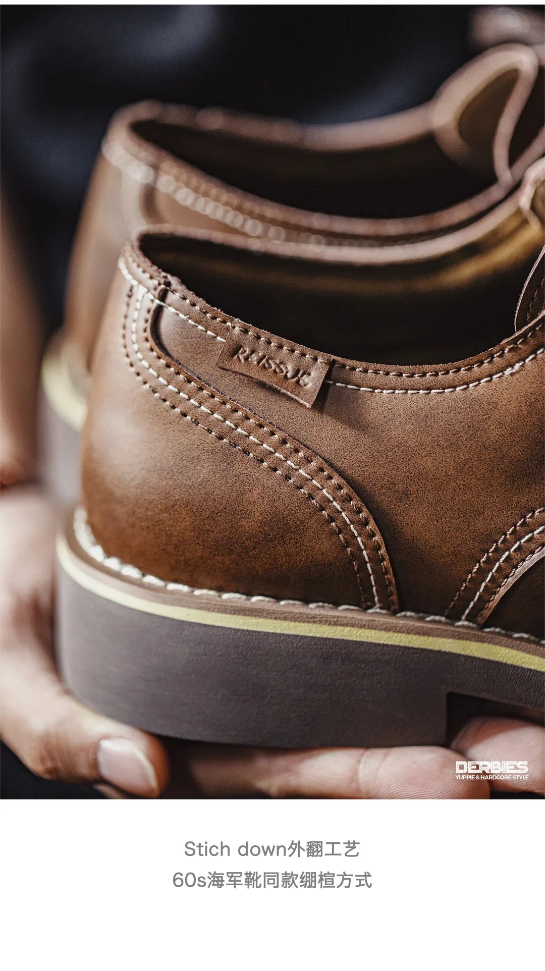 New Maden Men's Low-top Work Boots Round-toed Crazy Horse Leather Craft Shoes Casual Leather Shoes Vintage Streetwear Boots