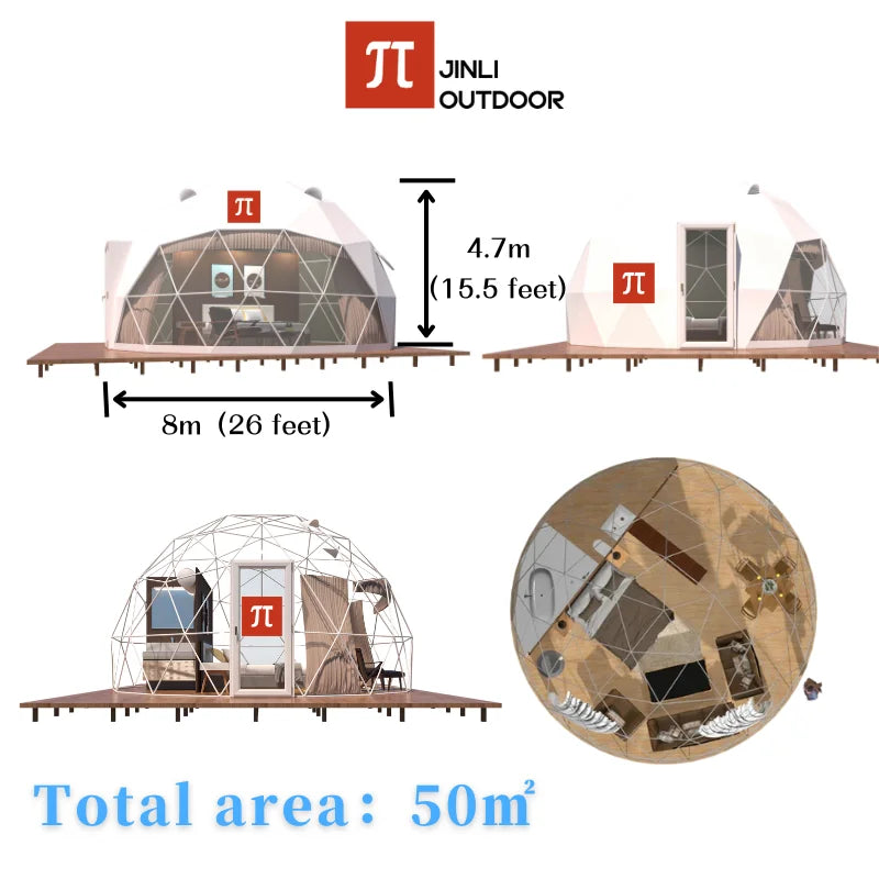 【Global Shipping】 Geodesic Dome Tent Spherical Tent Hotel Resort Outdoor Luxury Glamping Dome Transparent Starry Sky Tent