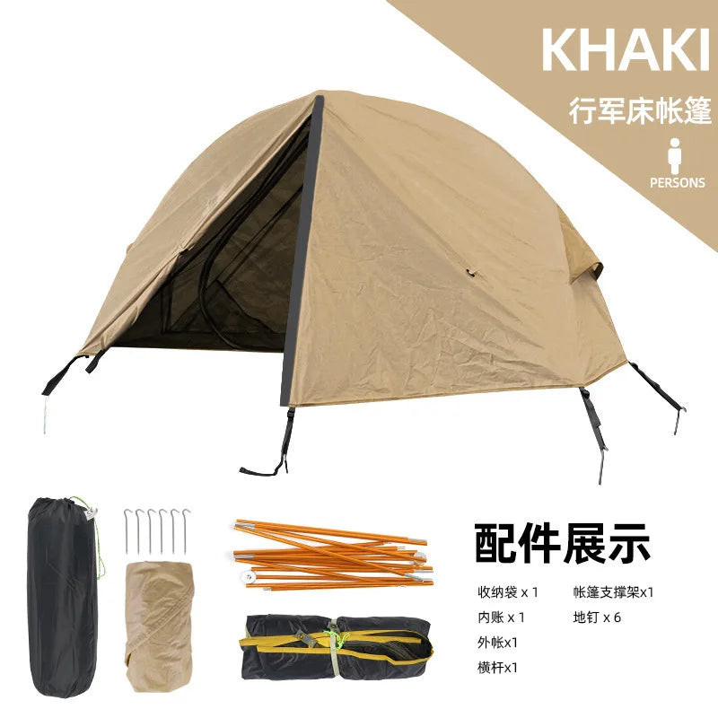 Outdoor Camping Off-the-ground Tent Single-person Easy-to-storage Portable Aluminum Alloy Anti-mosquito Rain-proof Fishing Tent