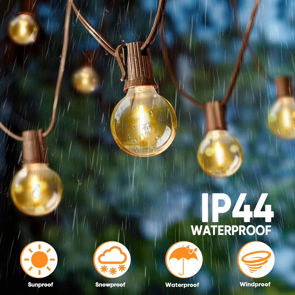 Outdoor Solar LED Garland Waterproof String Lights with Digital Display Remote Control 25-98ft Decorative Garden Lighting