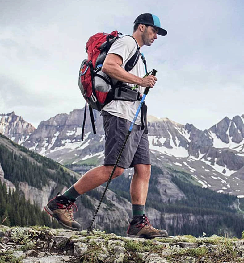 1PCS Ultralight Folding Multifunction Trekking Pole Portable Anti Shock Alpenstock Snow Walking Stick Outdoor Climbing Hiking