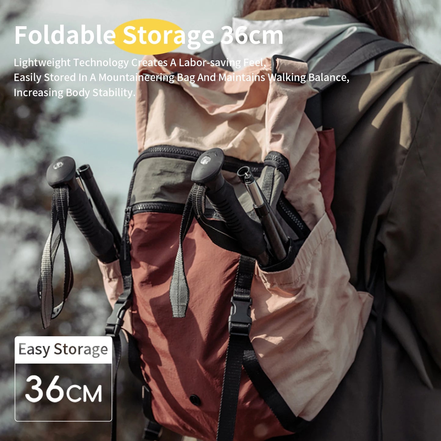 TERROR trekking pole carbon fiber folding ultra-light professional outdoor climbing single telescopic range (112-130CM)