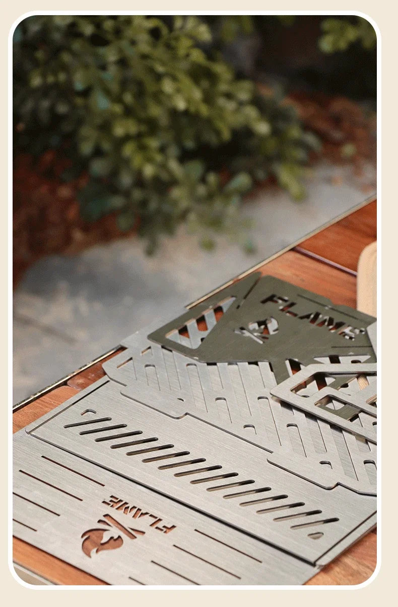 Outdoor Removable Barbecue Grill Ultra Lightweight Grill Mini Camping Stove Stainless Steel Firewood Stove