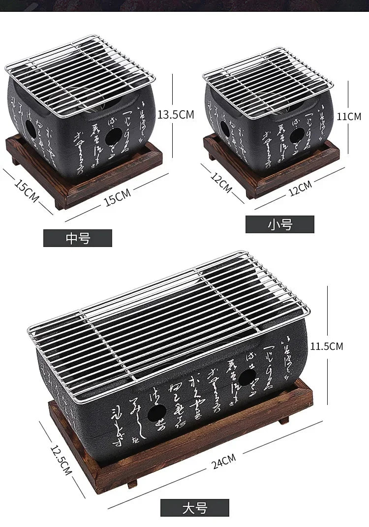 Portable Japanese Charcoal Grill Korean Barbecue grill Aluminium Alloy Alcohol Stove Carbon Cooking Furnace BBQ Tools