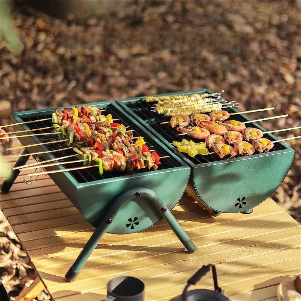Small Folding Barbecue Grill Outdoor Portable Camping Charcoal Stove for Picnic Backyard Party