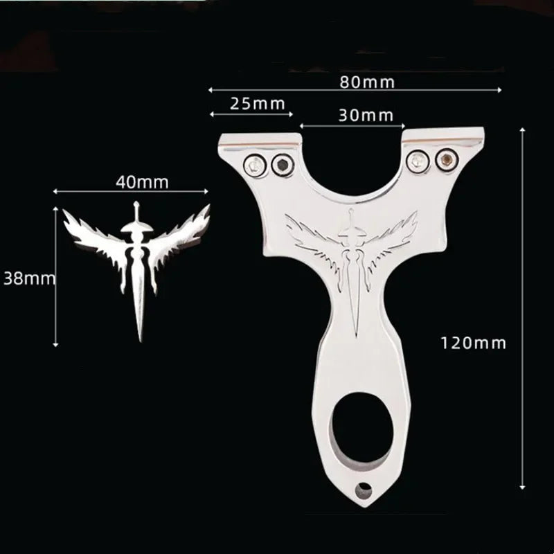 New Stainless Steel CNC Wire-cut Slingshot Exquisitely Carved Patterns High-quality Shooting Catapult Set with Rubber Band
