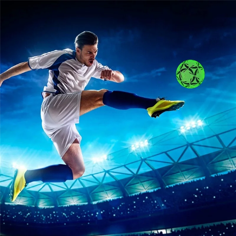 A18E-Luminous Size 4 Soccer Ball, Dazzling Glow In The Dark Training And Game Ball, Long-Lasting Brightness