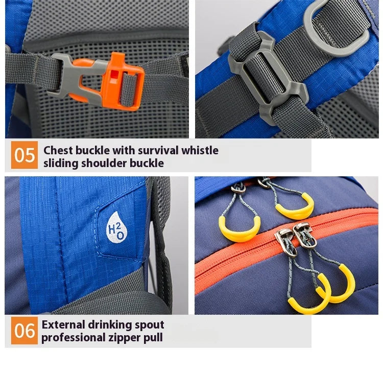 40L Splicing Style Backpack 450D Nylon Travel Bag Men Outdoor Backbag Multifunctional Hiking Mountaineering Backpack