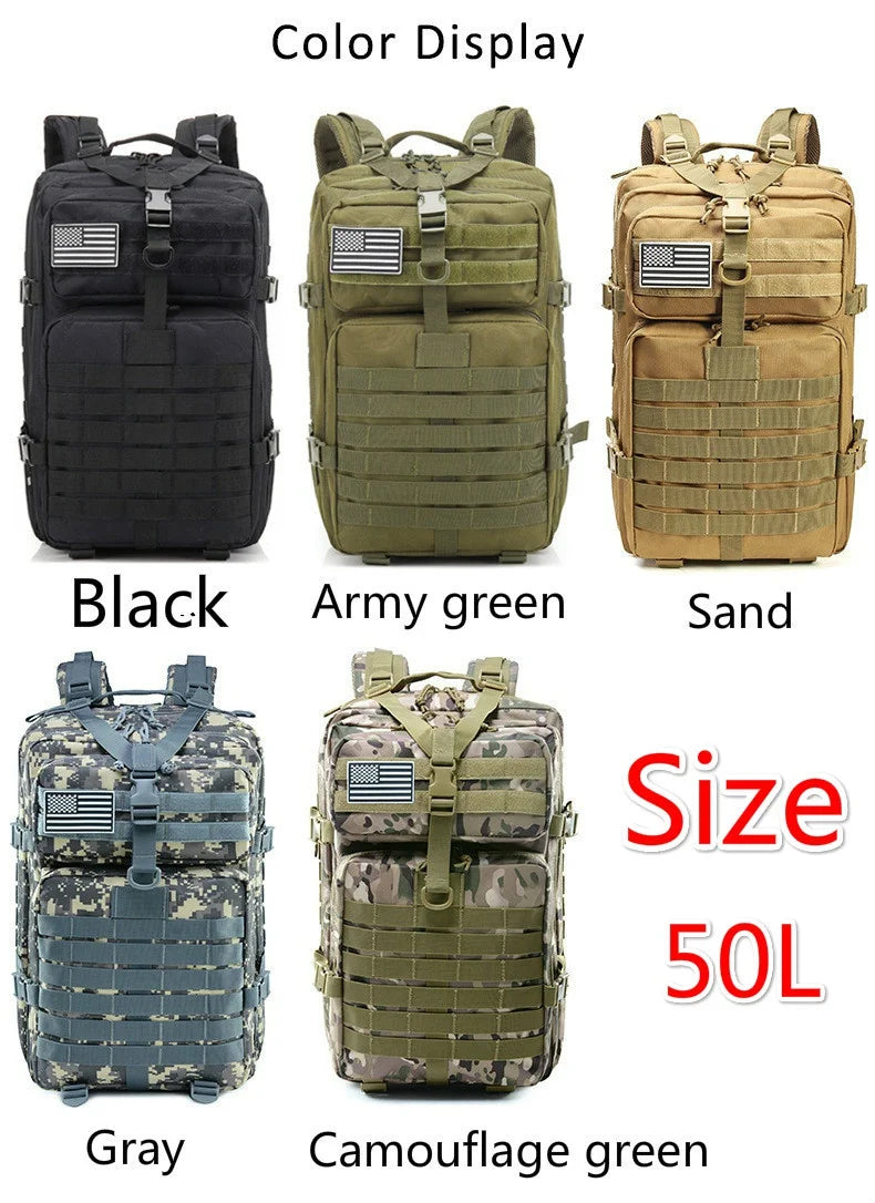 30L/50L 600D Nylon Waterproof Military Backpack Men Outdoor Army Rucksacks Tactical Sports Camping Trekking Fishing Hunting Bag