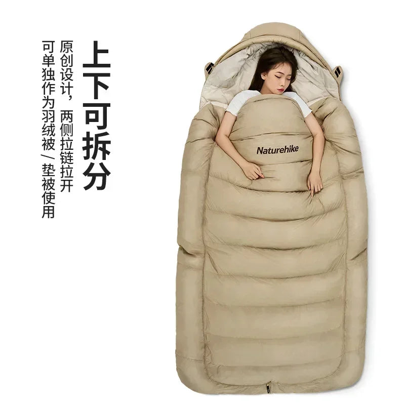 Naturehike-Thickened and Breathable Down-Filled Sleeping Bag for Adults, Outdoor Camping Bag, Warm, Winter CNH22SD008