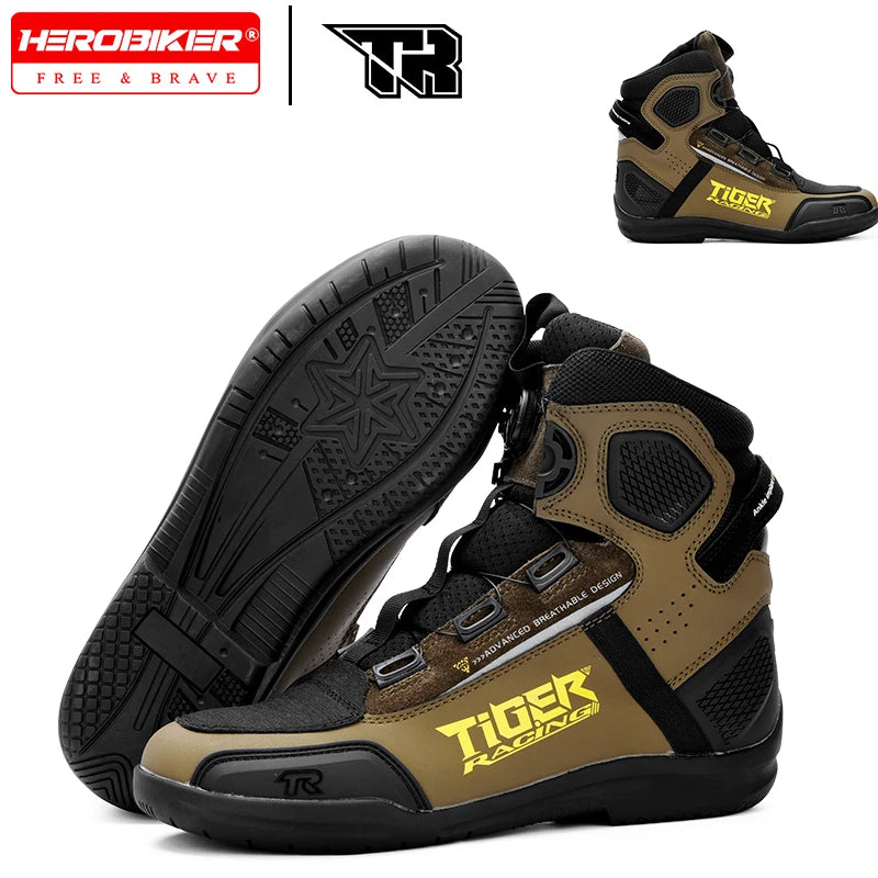 TR Motorcycle Shoes Men Motorcycle Boots Breathable Riding Boots Four Seasons Women Waterproof Moto Racing Shoes Cross-country