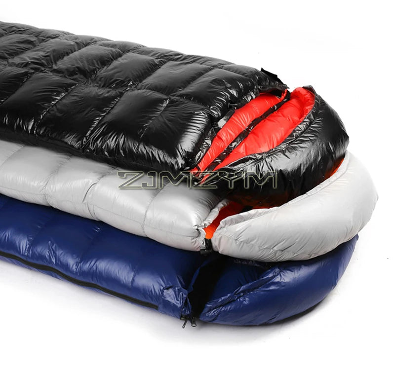 Down Mummy Sleeping Bag for Backpacking, Camping, Waterproof Portable Sleeping Bag, Zip Together for 2 Person Sleeping Bag