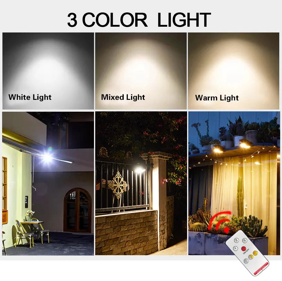 3600mAh Solar Outdoor Wall Yard Camp 208pieces LED Lamp Beads, Solar Sensor Lamp for Outdoor