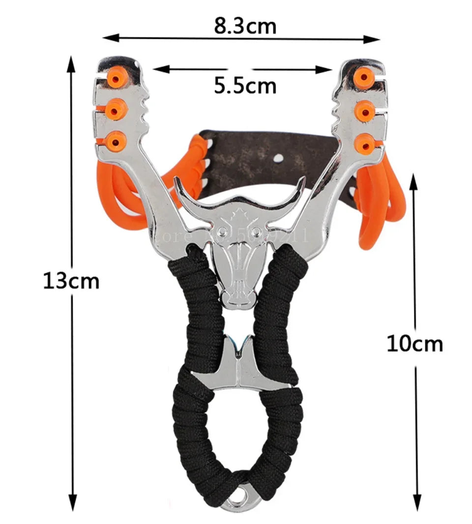 Powerful Alloy Slingshot Set Steel Balls Catapult Slingshot Bow Bag with 2 Rubber Bands Outdoor Hunting