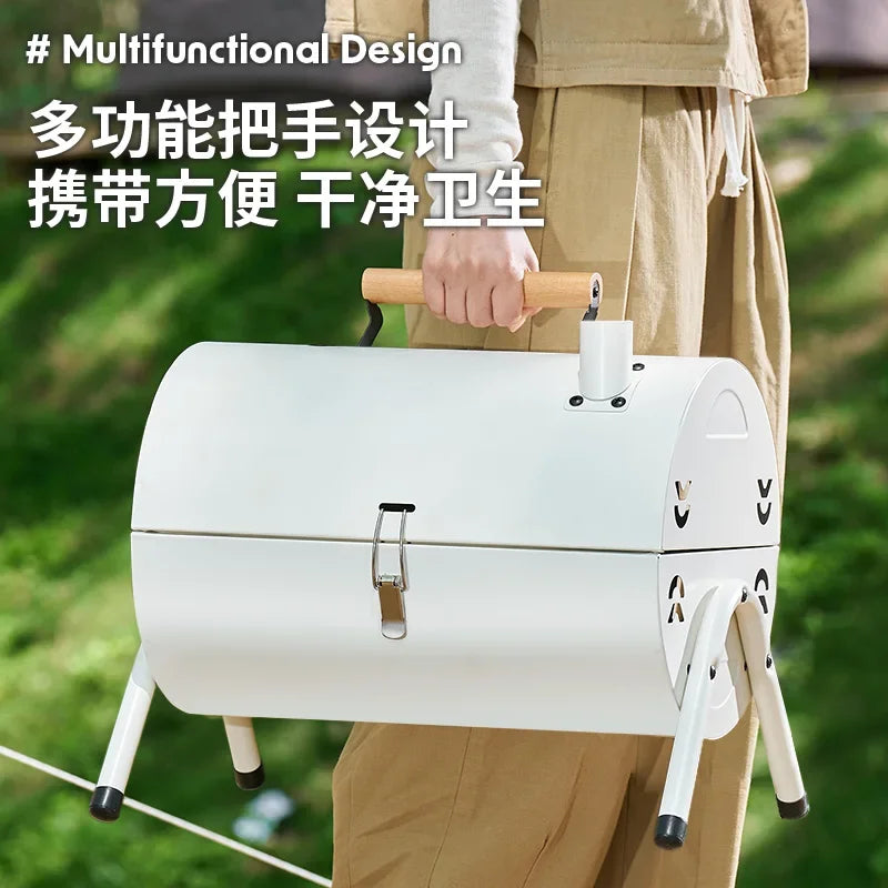Multifunction  Portable Dual Purpose BBQ Grill Heating Stoves Camping Barbecue Grill Rack Net Firewood Stove Ironwork BBQ Grill