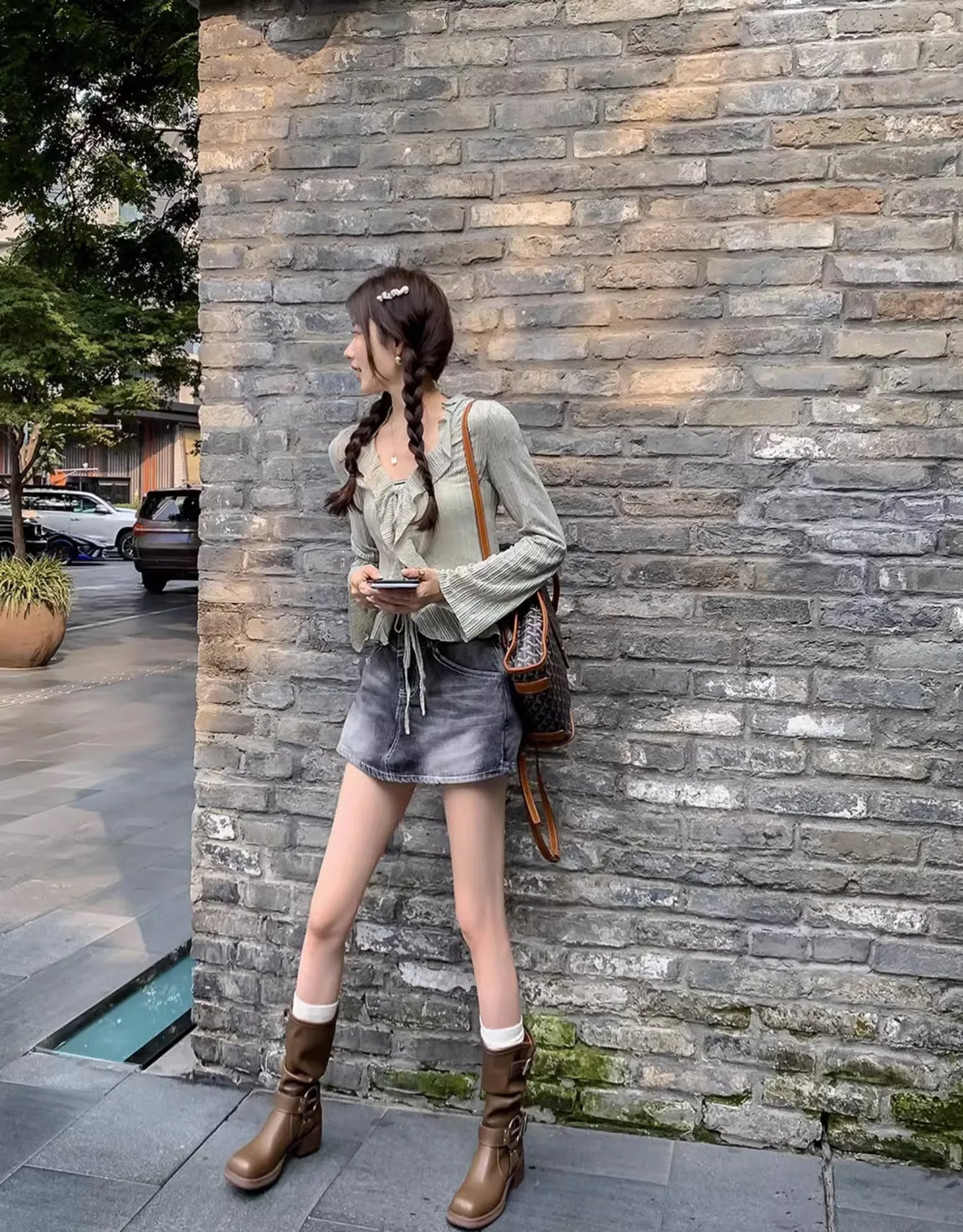 Fashion Buckle Motorcycle Boots Women Round Toe Med Heels Ankle Boots Woman 2024 Pu Leather Square Heel Autumn Platform Shoes