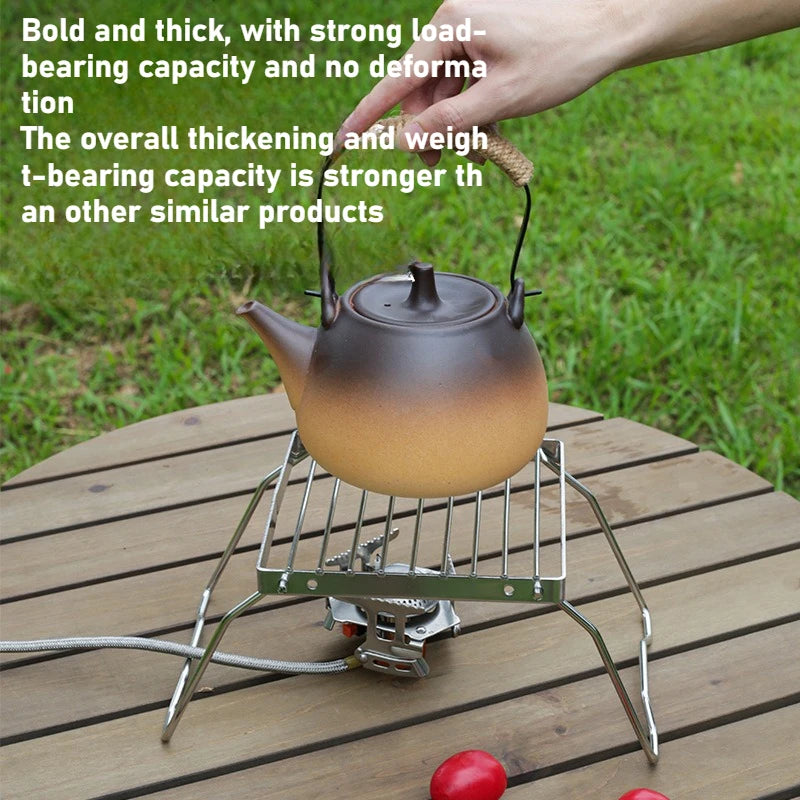 1pc 16/30cm Outdoor Striped Stainless Steel Alcohol Furnace Bracket Grid Oblong Folding Net Camping Bbq Thermostability Portable