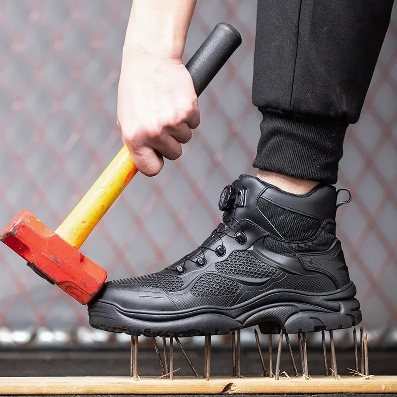 Top Grade Rotary Buckle Men Work Safety Boots Work Sneakers Safety Shoes Men Indestructible Work Boots Anti smashing