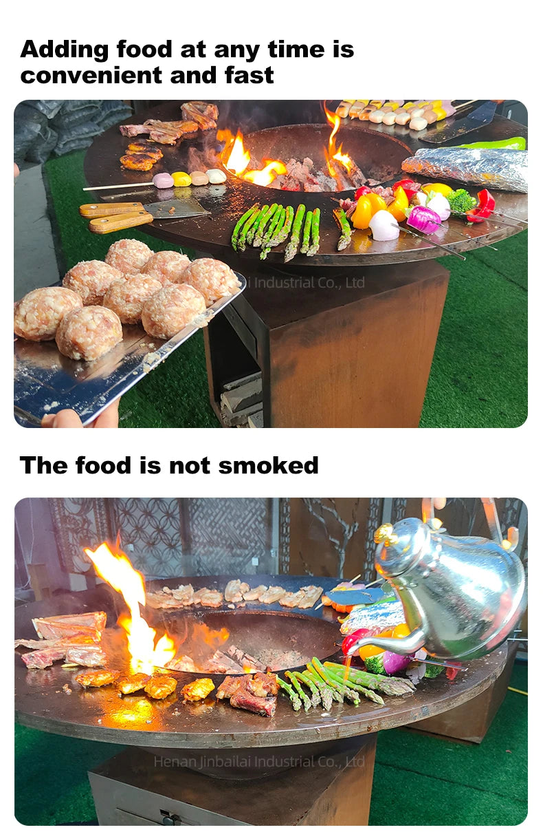 Commercial Corten Steel Outdoor BBQ Fire Pit Camping Charcoal BBQ Grill