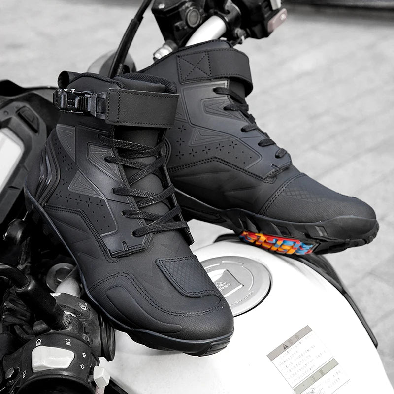 New Motorcycle Boots Men Breathable Motos Riding Boot TPU Protect Men's Motorcycle Shoes Anti Slip Motorbike Ankle Length Boots