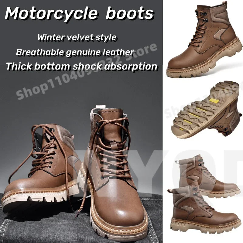 Motorcycle Boots Fashionable Motorcycle Boots Winter Cotton Boots Thick Soled Shock-absorbing Non Slip Casual Shoes