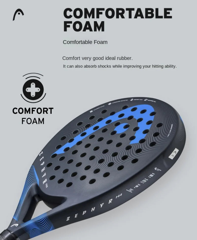 Genuine HEAD Tennis Padel Rackets ZEPHYR Series Carbon Fibre EVA Memory Flex Foam Core Padel Tennis Racquets Lightweight