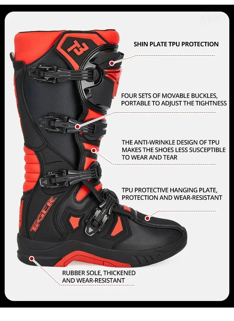 2025 NEW Racing Boots Safe Riding Motocross Boots Waterproof Anti Fall Wear-resistant Motorcycle Boots Equipment Rally Shoes