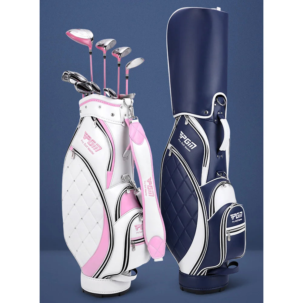PGM Women Golf Stand Bag Portable Thickened Waterproof Cloth Ball Bag Wear Resistant High Quality Light TPU Golf Clubs Bag QB103